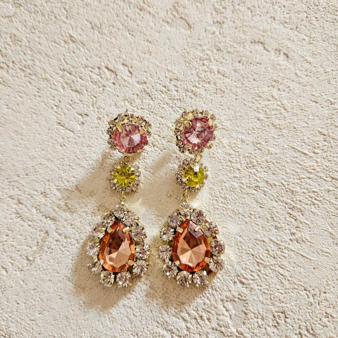 Boucles d'oreilles strass - gouttes multicouleur