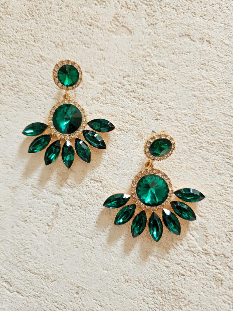 Boucles d'oreilles strass - émeraude