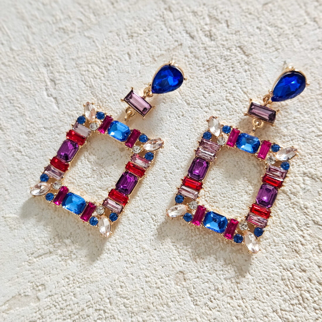 Boucles d'oreilles strass - bleu