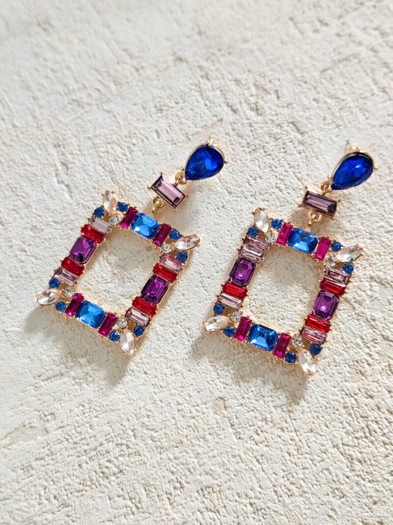 Boucles d'oreilles strass - bleu