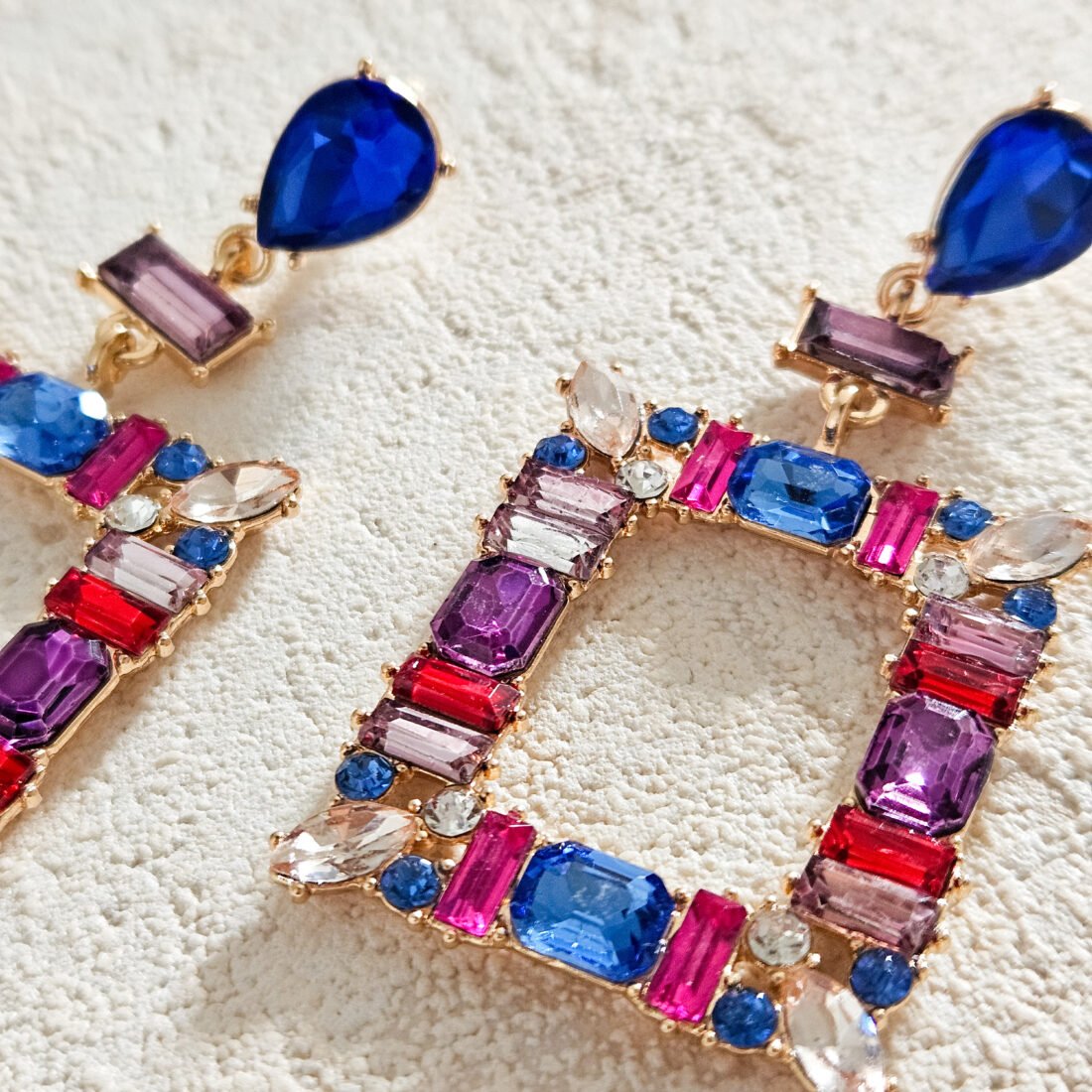 Boucles d'oreilles strass - bleu