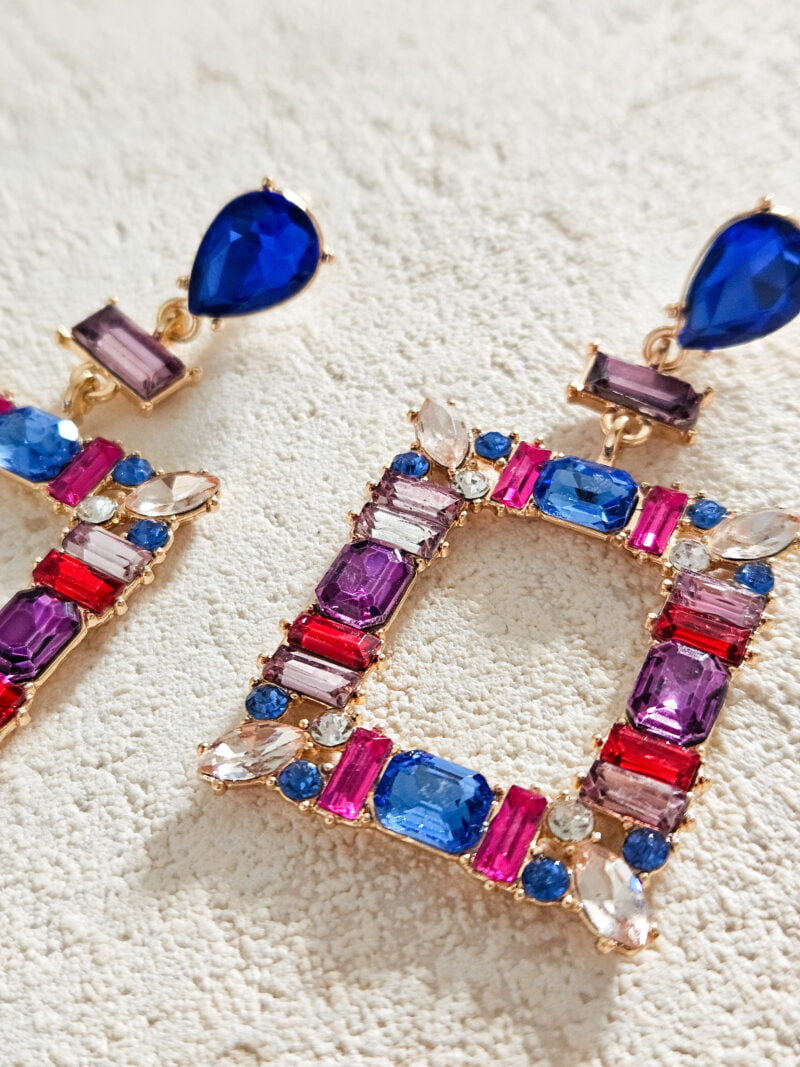 Boucles d'oreilles strass - bleu