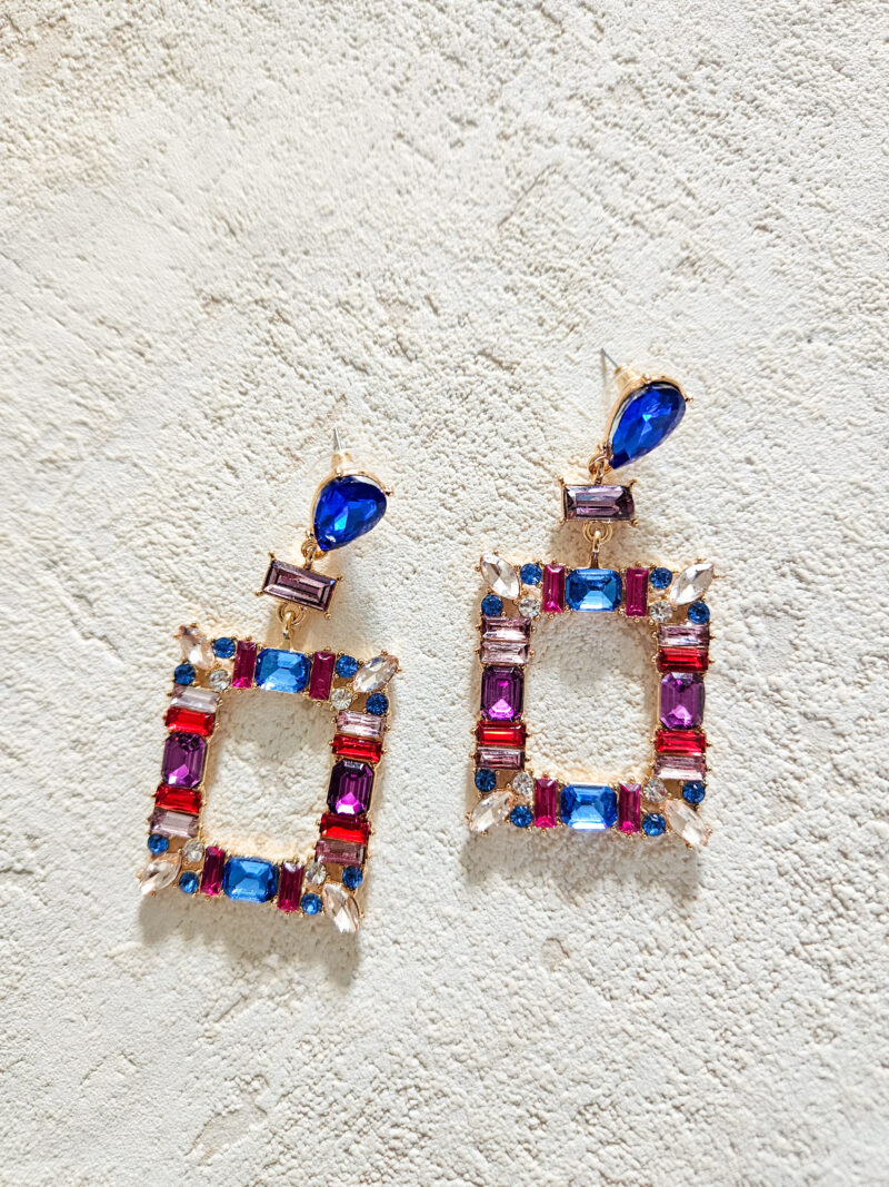 Boucles d'oreilles strass - bleu