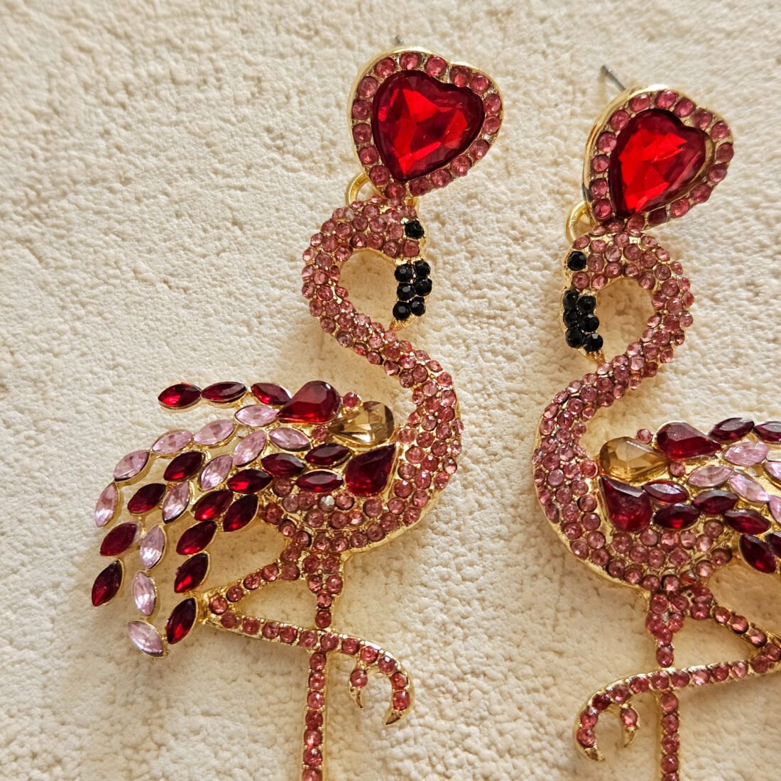 Boucles d'oreilles strass - flaminco rouge