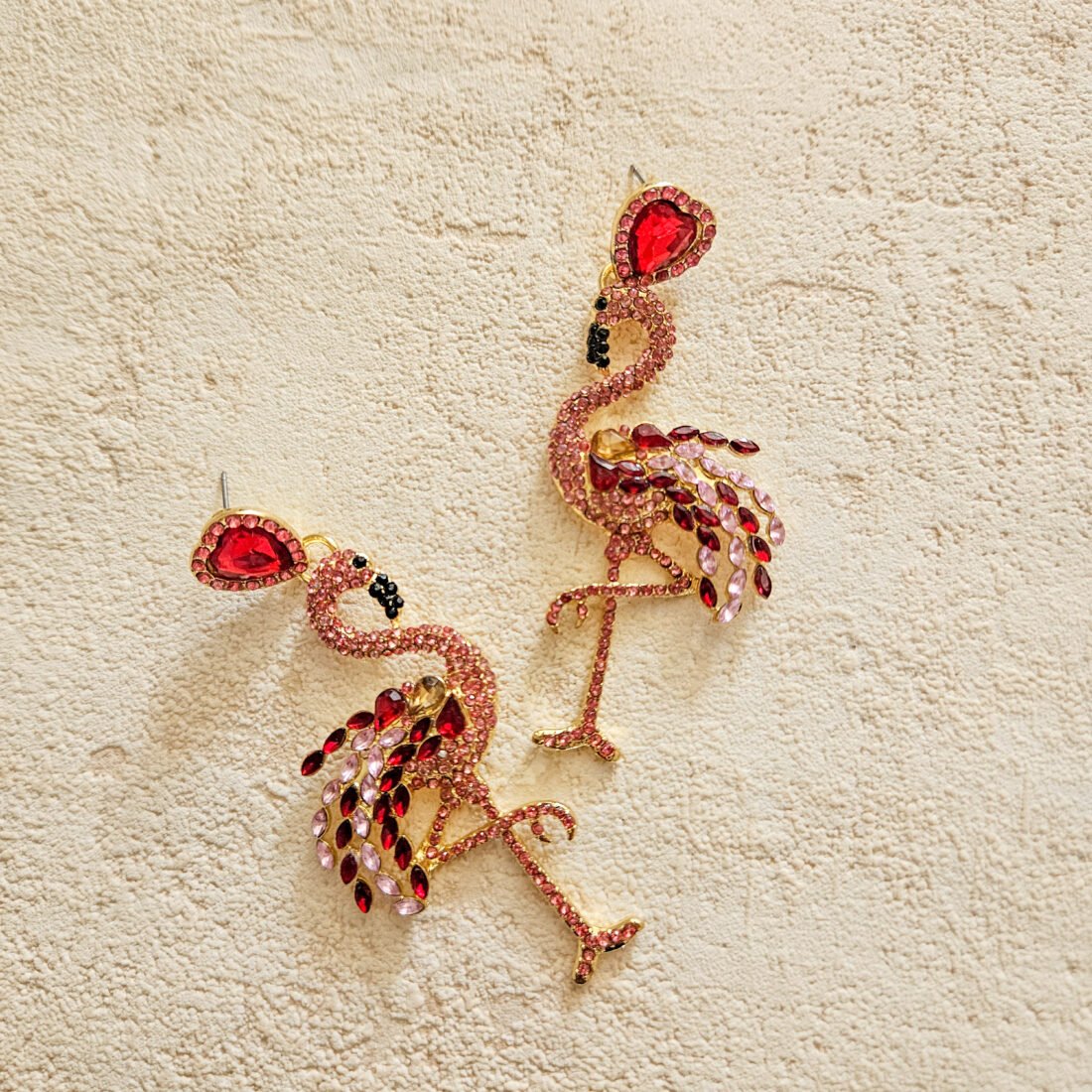 Boucles d'oreilles strass - flaminco rouge