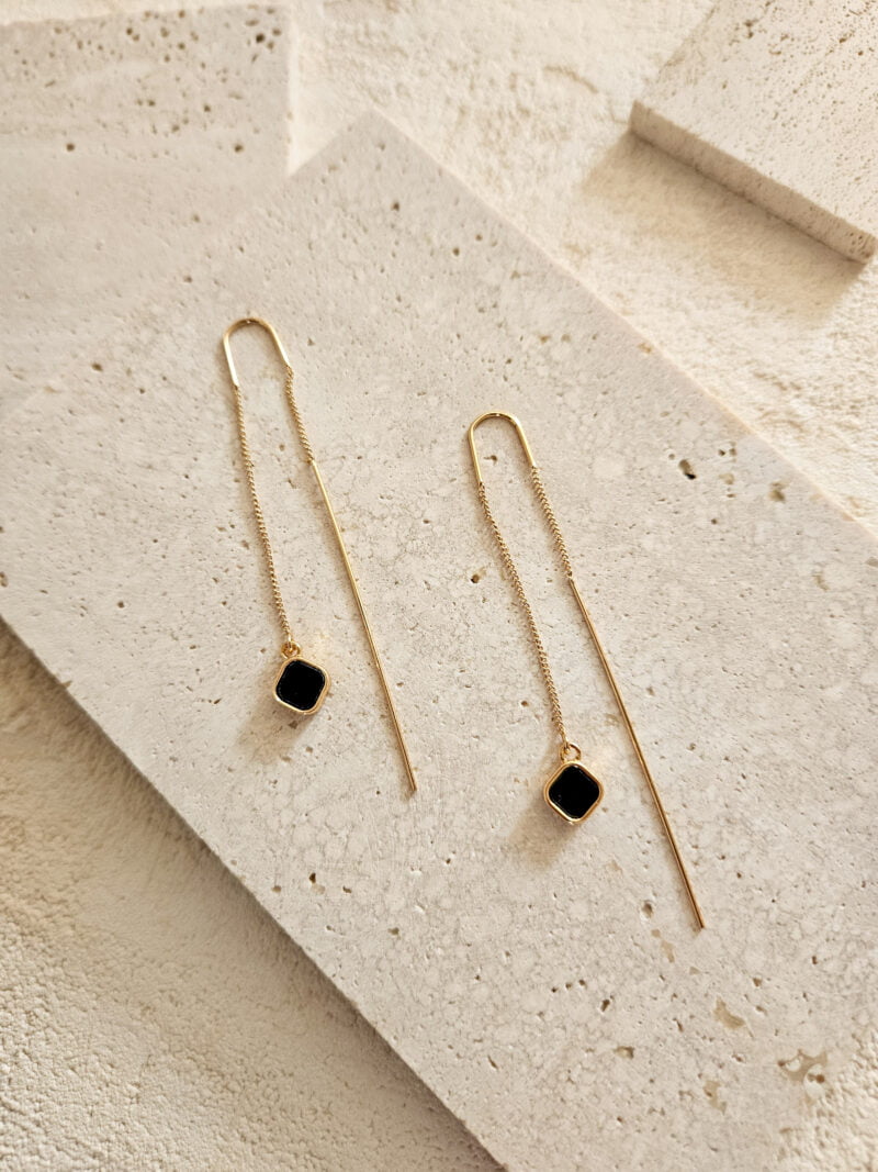 Boucles d'oreilles enfileur à détail géométrique - Doré