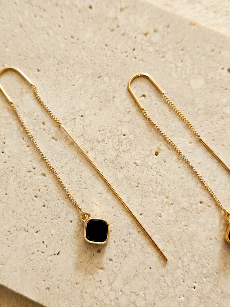 Boucles d'oreilles enfileur à détail géométrique - Doré