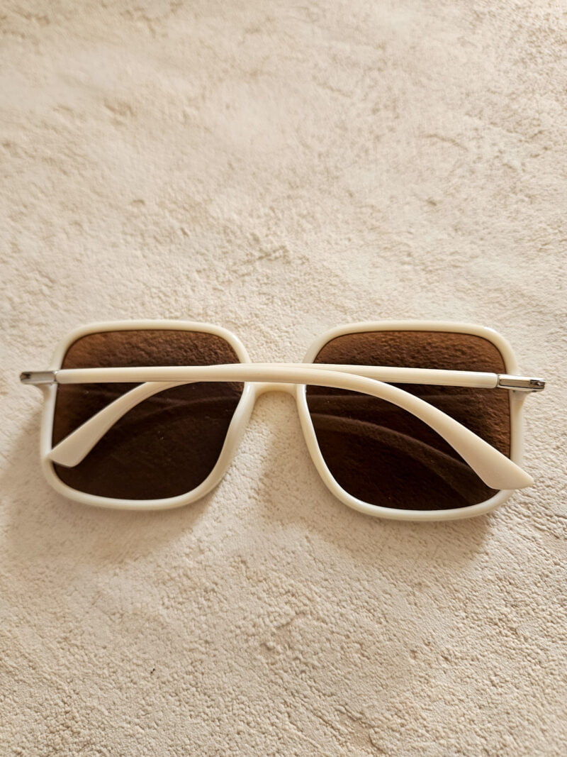 Lunettes de soleil oversize forme tubulaire - Blanc brillant