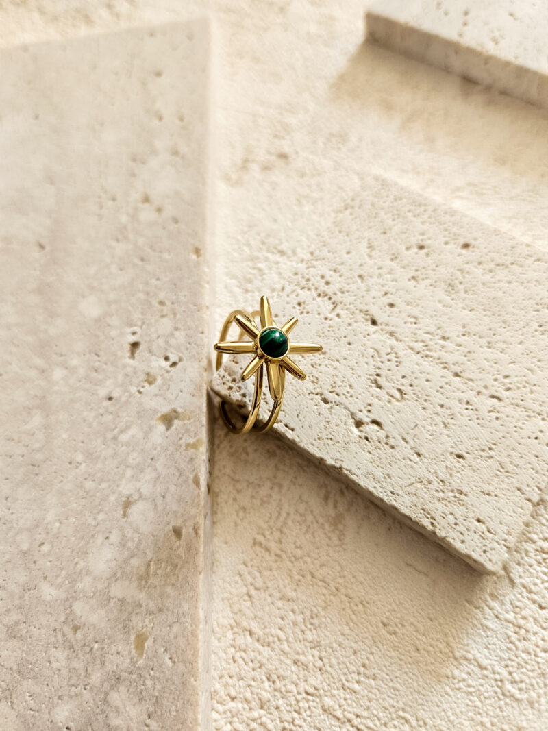 Aïcha - Bague Perle Soleil Vert – Doré