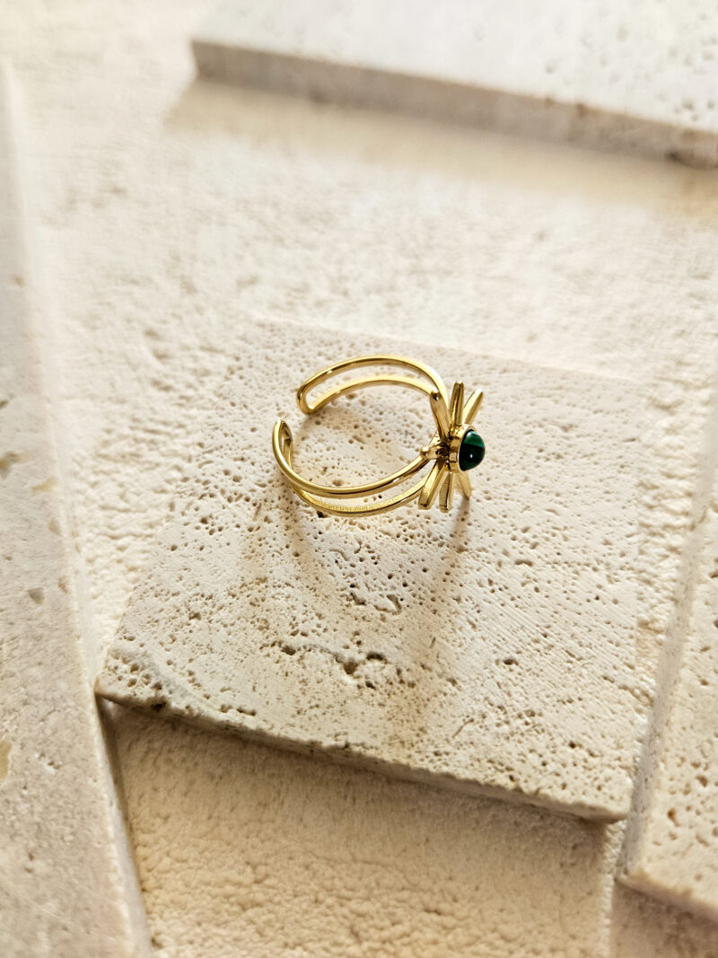 Aïcha - Bague Perle Soleil Vert – Doré