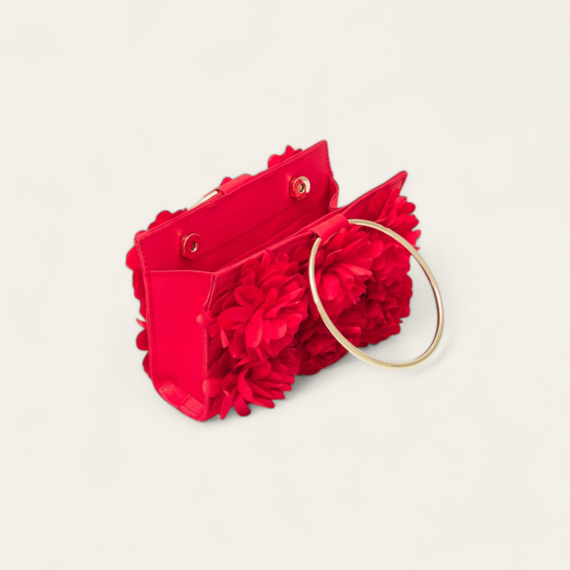 Mini Sac Satin Fleurs Rouge 5