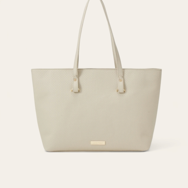 Sac Ordinateur en Imitation Cuir - Beige