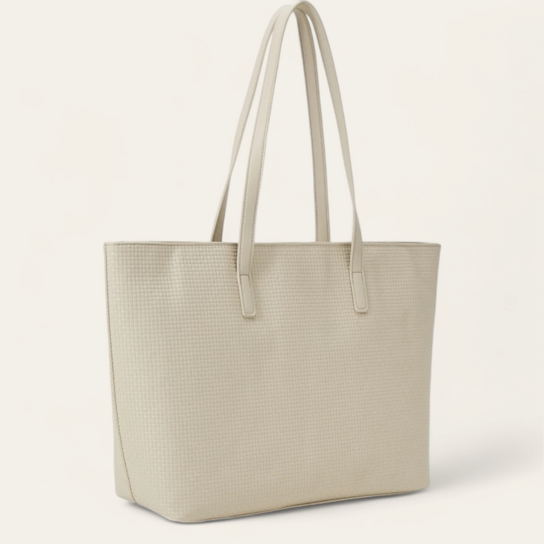 Sac Ordinateur en Imitation Cuir - Beige