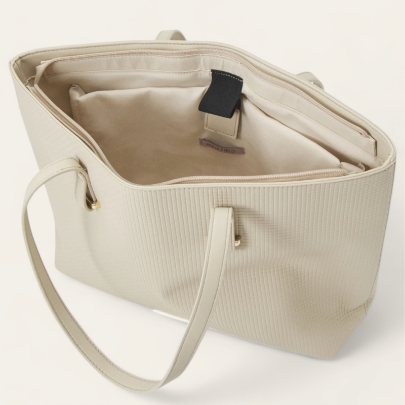 Sac Ordinateur en Imitation Cuir - Beige