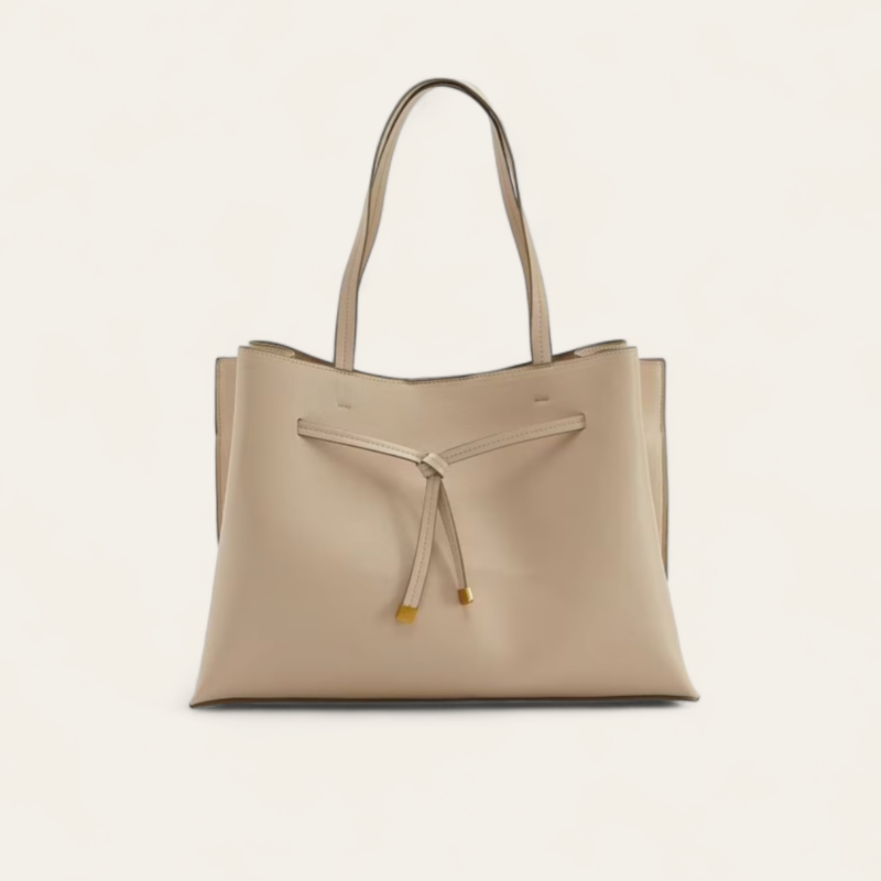 Sac Shopper avec Cordon de Serrage - Beige